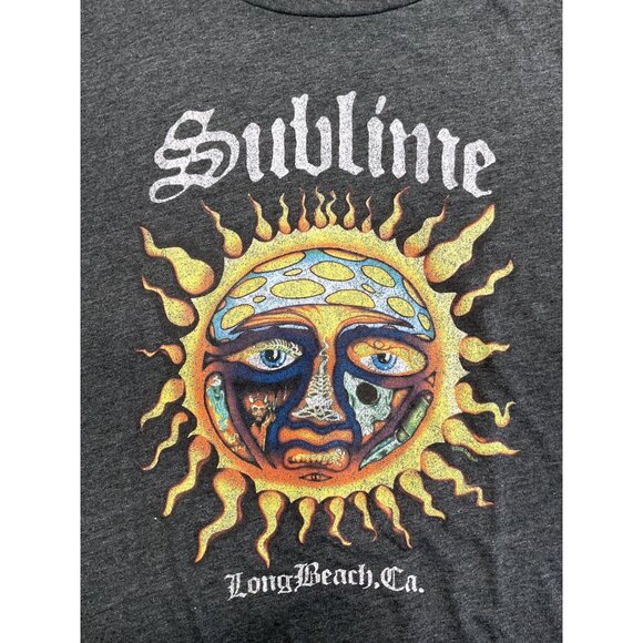 Sublime Band Graphic T-Shirt Women's XL Heather Gray  Polyester Sun Design Long - Picture 4 of 5